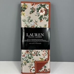 Ralph Lauren Kitchen Drying Mats - Fall Floral Reversible 16" x 22" Set of 2 NEW